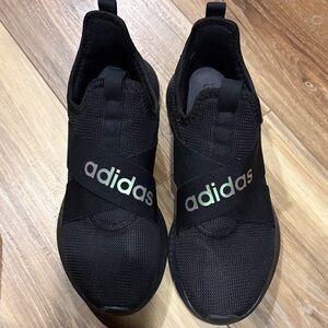 Adidas Black Slip-On Shoes with Logo Band